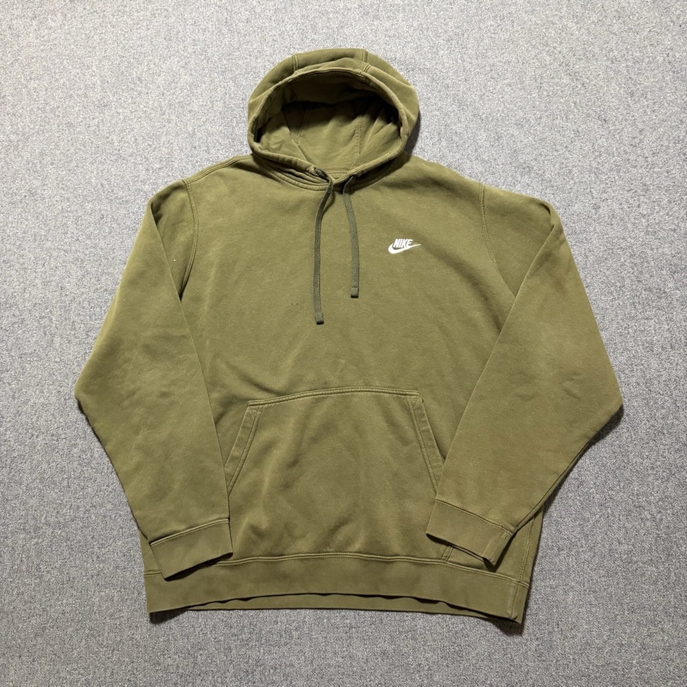 Olive Green Nike Hoodie Sweatshirt Club Fleece Men’s XL Sportswear